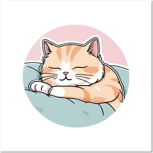 Cute sleepy  orange cat Posters and Art